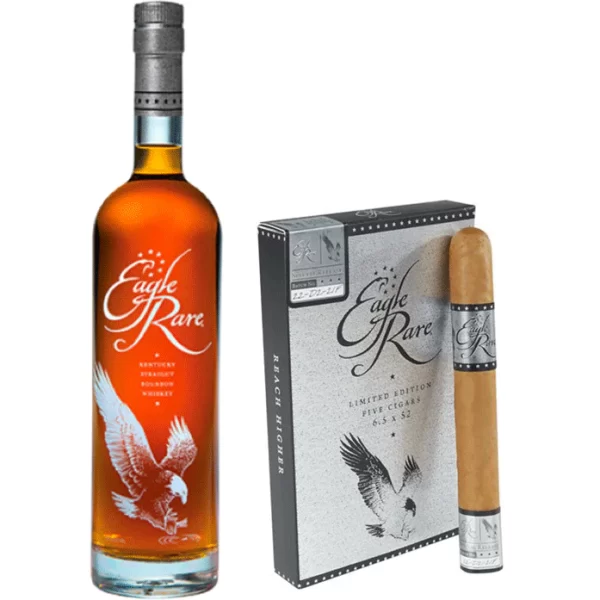 Eagle Rare 10 Year Kentucky Straight Bourbon Whiskey and Eagle Rare Special Release 5 pack Cigar Bundle Eagle Rare