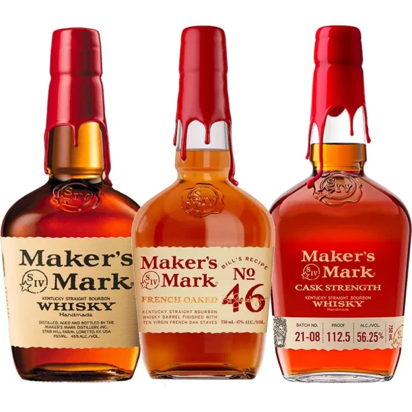 Maker's Mark Whiskey, Maker's 46, & Maker's Cask Strength Trio Bundle Maker's Mark